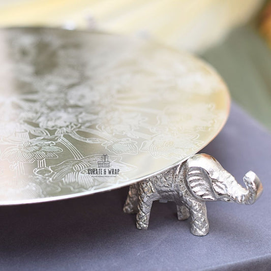 German Silver Elephant Platter in Suede Box – Luxury Gift by Curate and Wrap Dubai