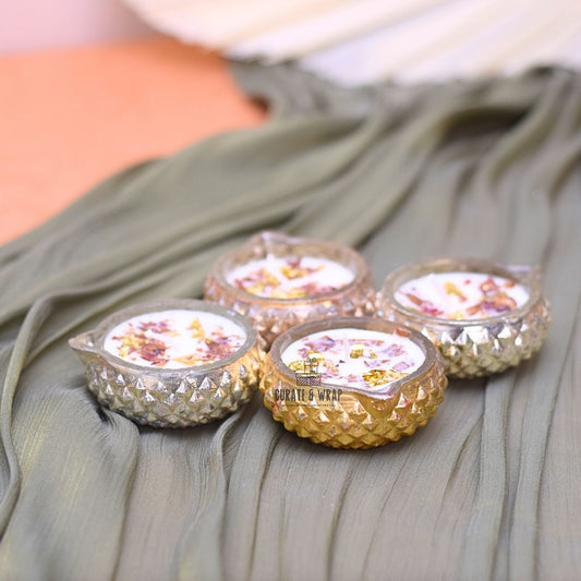 Soy Wax Glass Diya Candle – Eco-Friendly Luxury Gift Dubai by Curate and Wrap