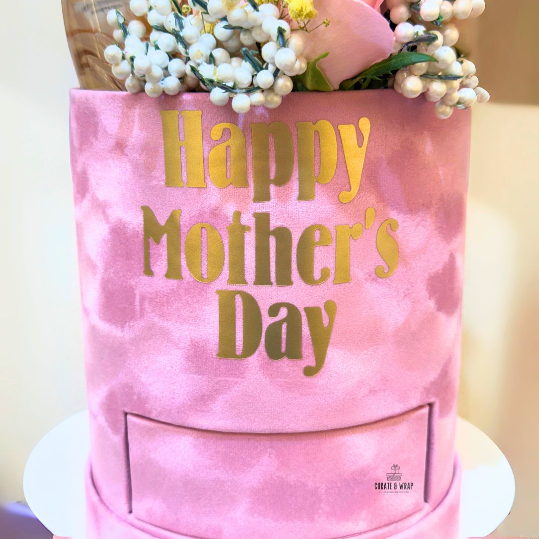 Luxury Mother's Day hamper with fresh flowers in Dubai by Curate and Wrap