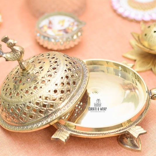 Peacock & Tortoise Shape Brass Incense Burner – premium, decorative, perfect for festive, personal, and corporate gifting in Dubai & UAE