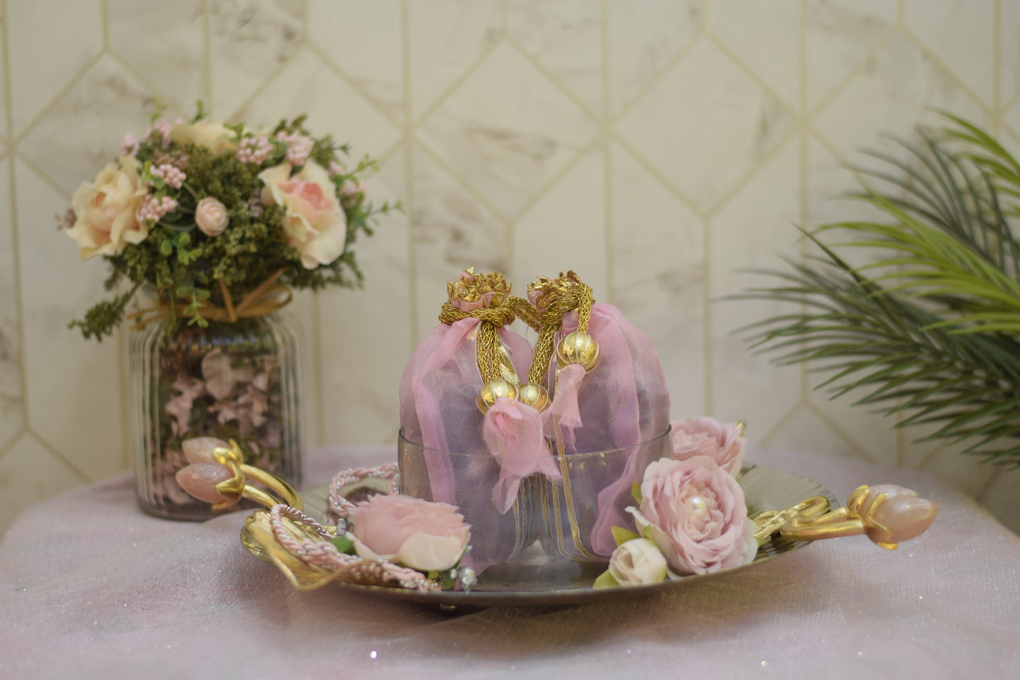 Flowers and Bloom Tray Set Hamper - Elegant floral gifting hamper by Curate and Wrap, Dubai