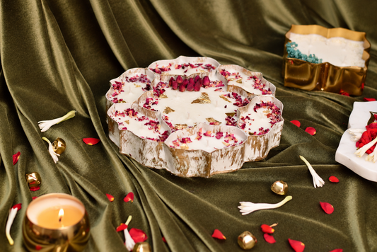 Luxury white and gold Urli candle for Diwali decor and gifting Dubai