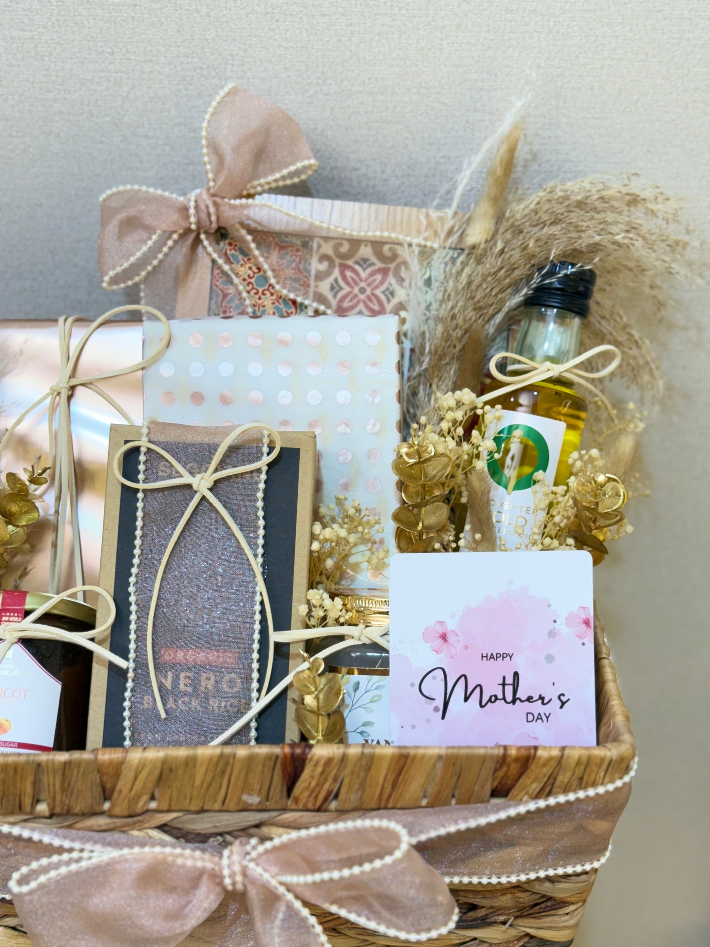 Luxury edible Mother's Day hamper with sweets and treats by Curate and Wrap Dubai