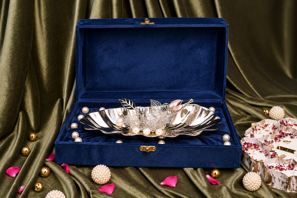 The Pink Bloom – 13-Inch Stainless Steel Decorative Platter