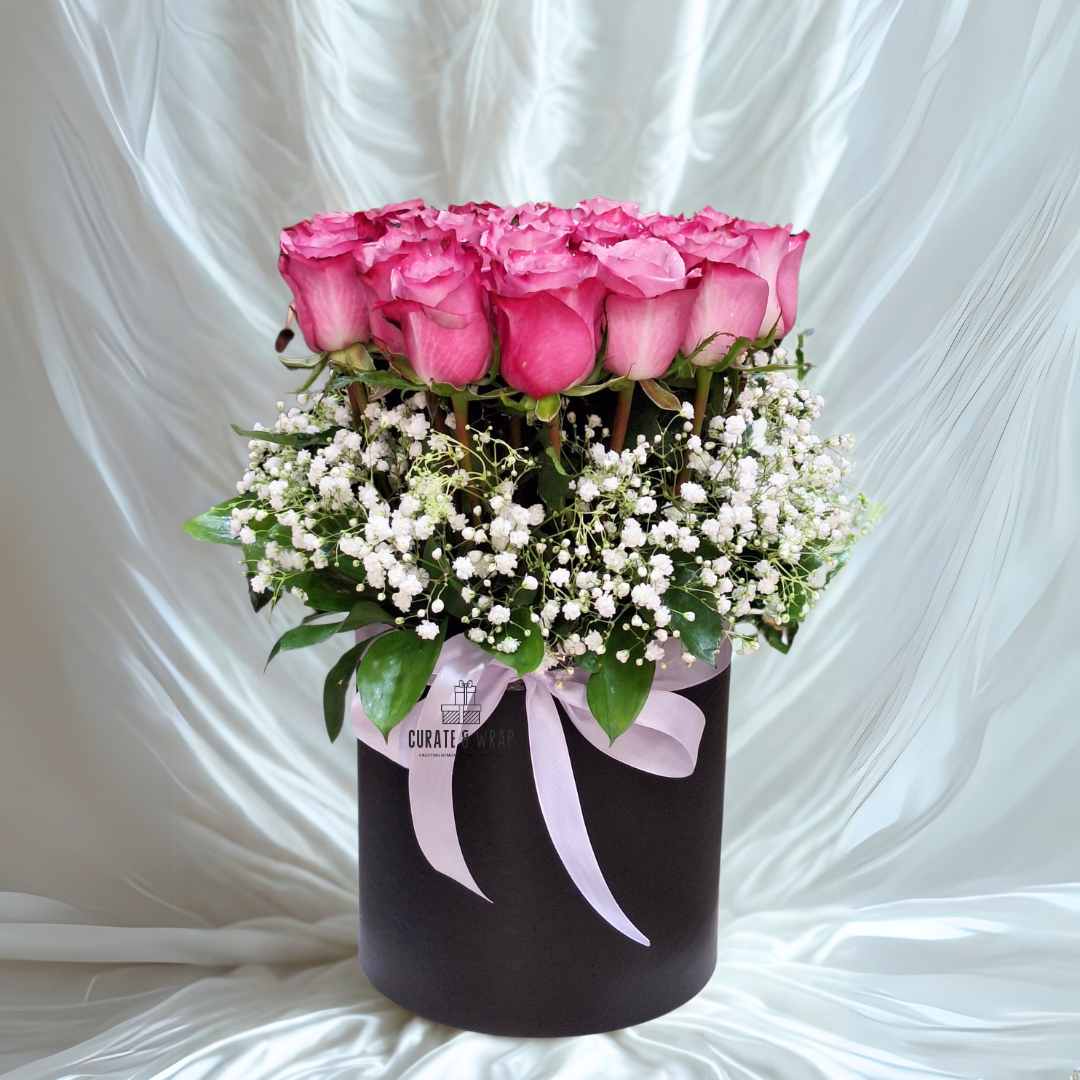 Luxury flower gift box with 30 fresh roses – Curate and Wrap Dubai