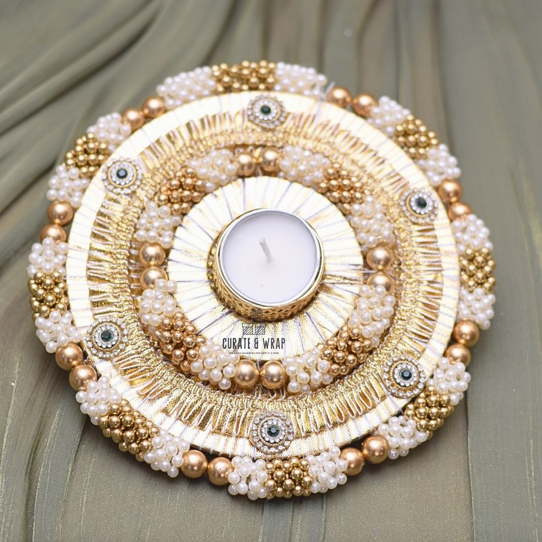 5 Inch Pearl and Stones Tea Light – premium, decorative, perfect for festive, personal, and corporate gifting in Dubai & UAE