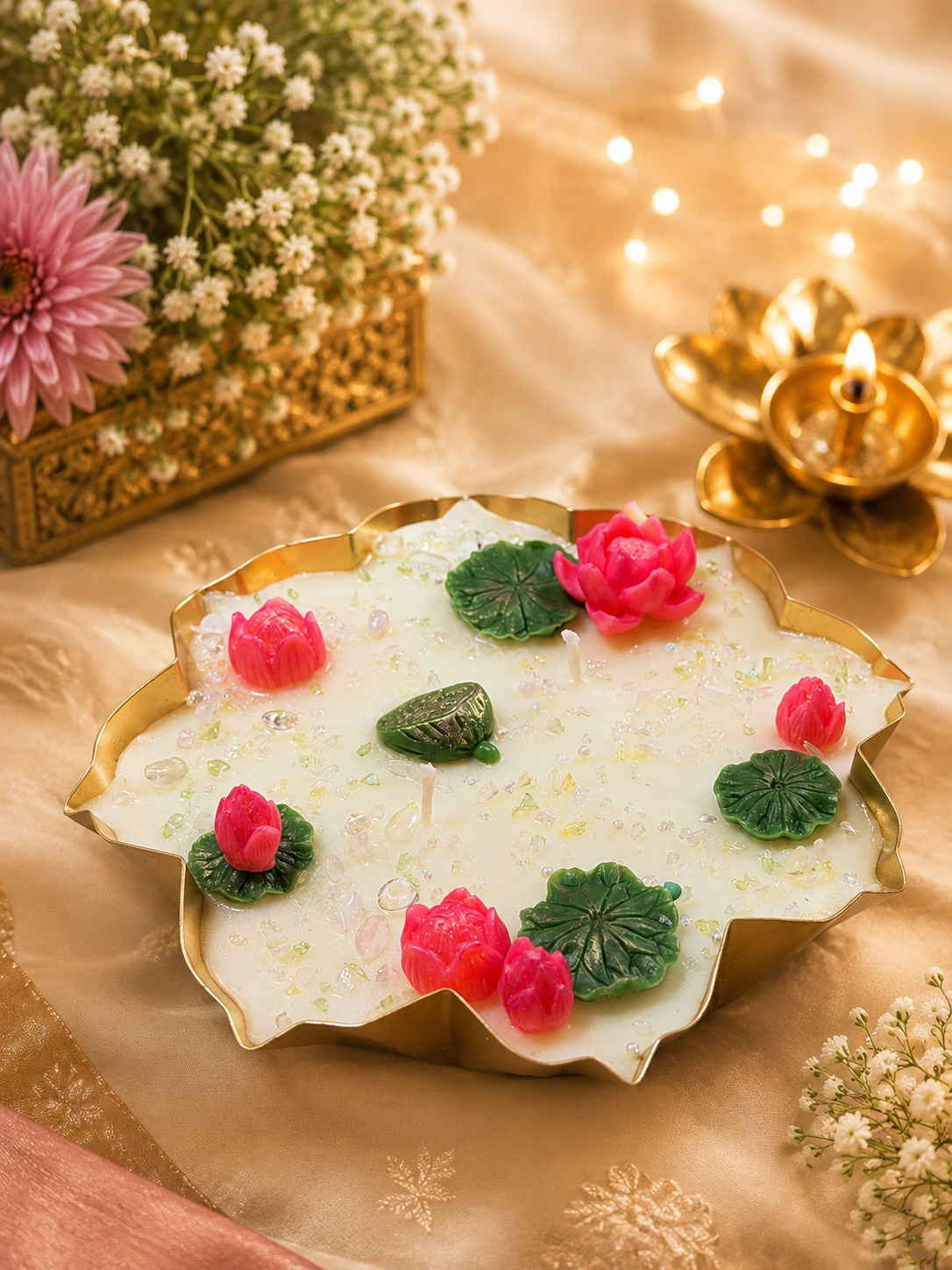 Premium Onam hamper with soy wax Urli candle UAE