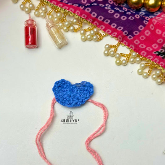 Product Code: K008-  Heart Crochet Key Rakhi