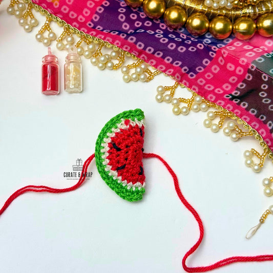 Product Code: K009-  Watermelon Crochet Rakhi