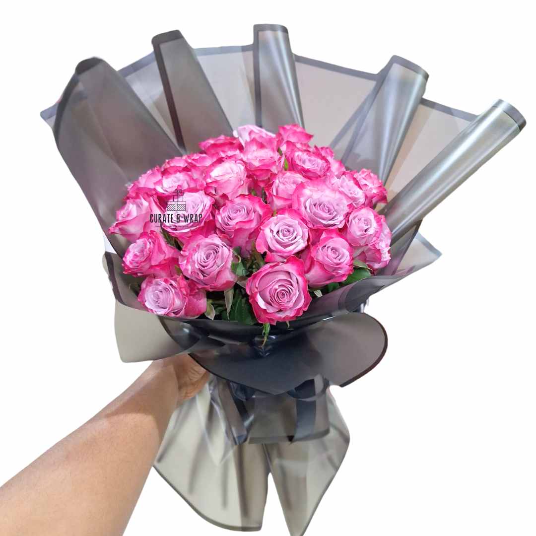 25 blush pink roses hand bouquet – Blush Bloom by Curate and Wrap Dubai