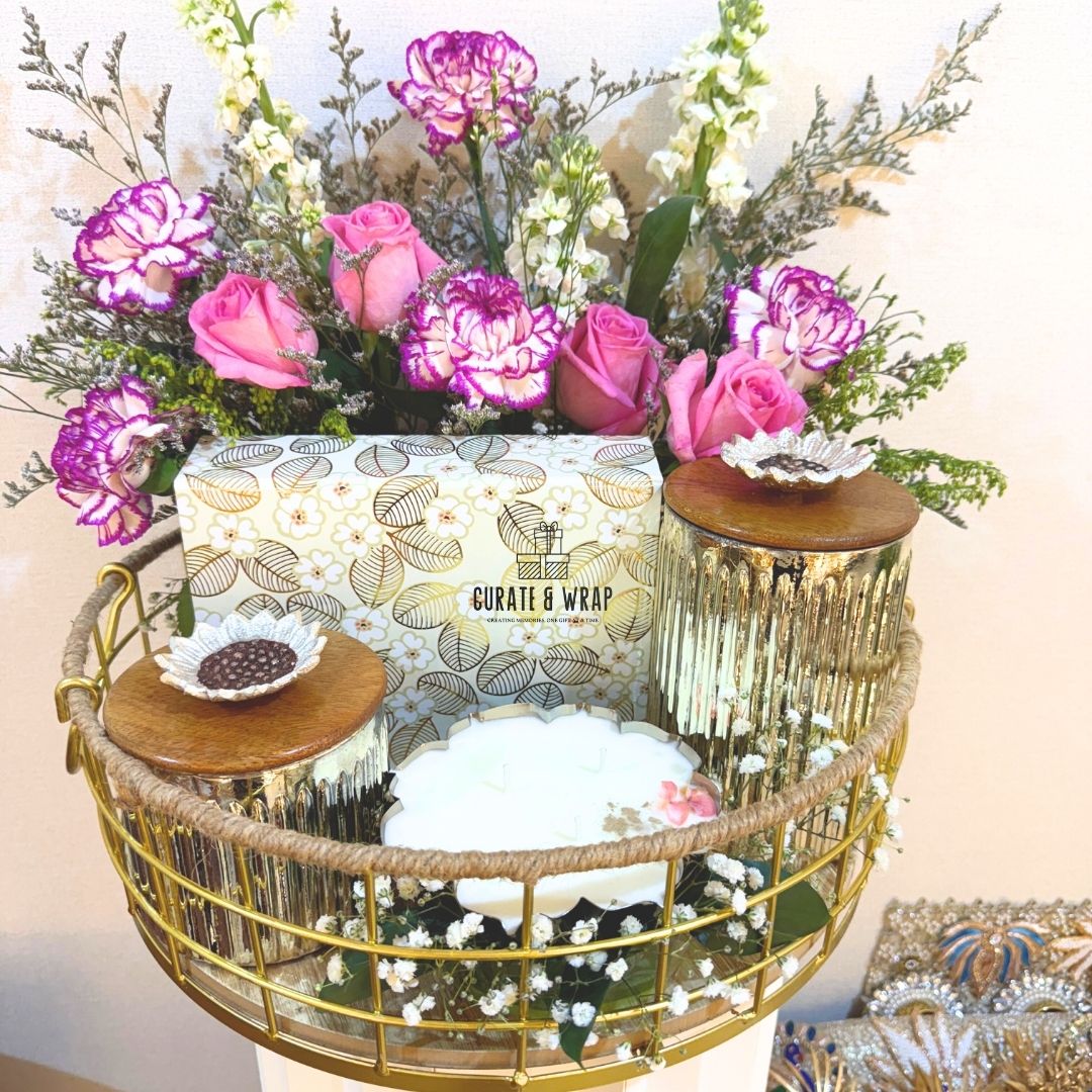 Fresh Flower Jute Tray – Diwali Gift Hamper