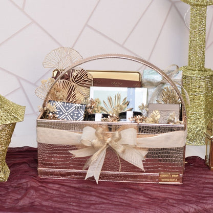 Rose Gold Crescent Luxe Basket | Luxury Ramadan & Eid Gift Basket in Dubai