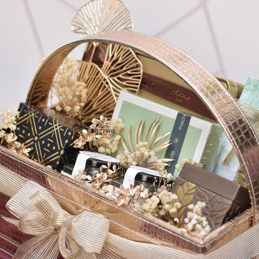 Rose Gold Crescent Luxe Basket | Luxury Ramadan & Eid Gift Basket in Dubai