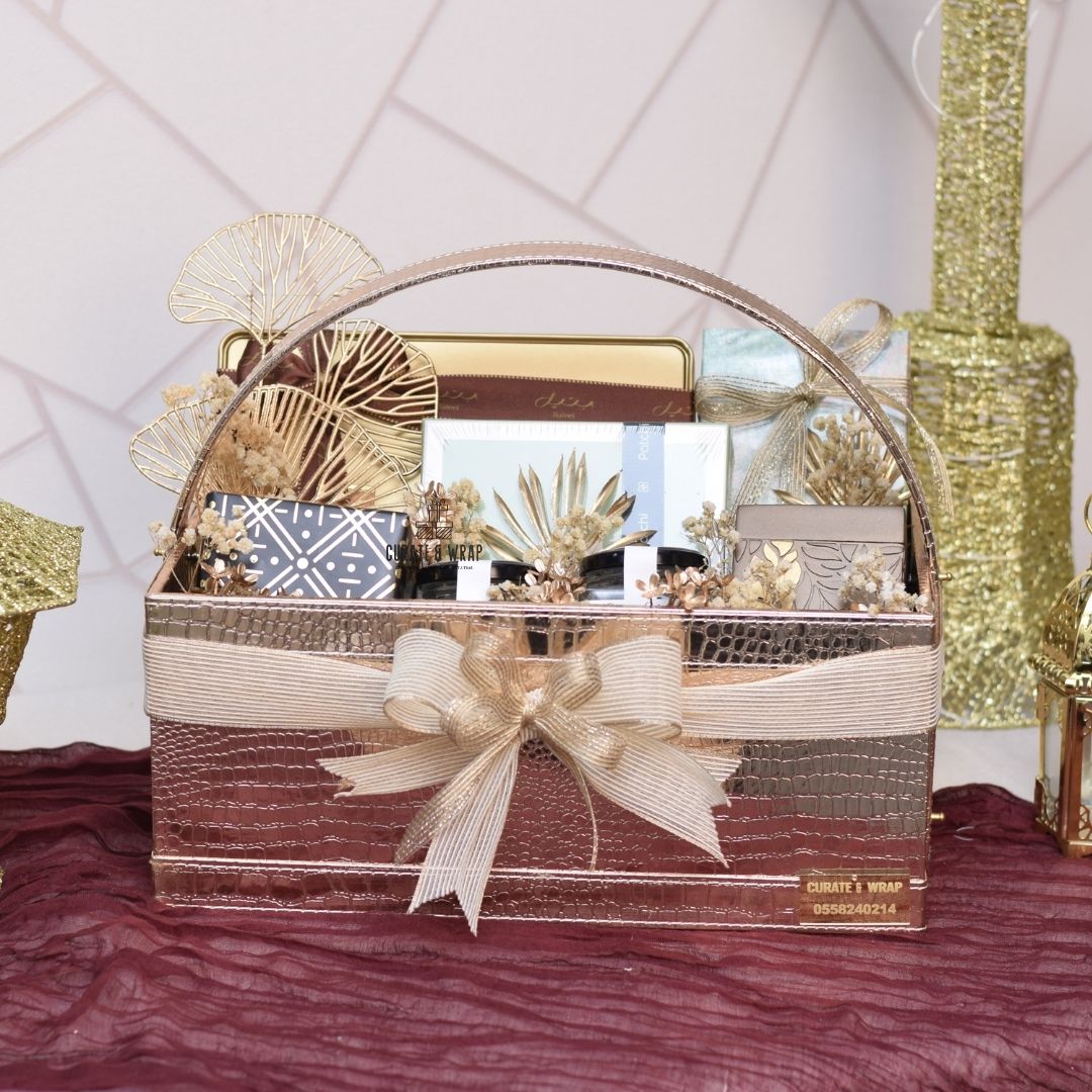 Rose Gold Crescent Luxe Basket | Luxury Ramadan & Eid Gift Basket in Dubai