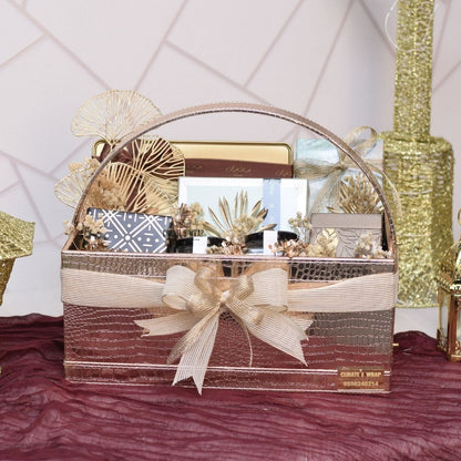 Rose Gold Crescent Luxe Basket | Luxury Ramadan & Eid Gift Basket in Dubai