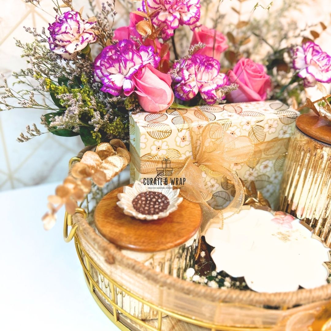 Fresh Flower Jute Tray – Diwali Gift Hamper