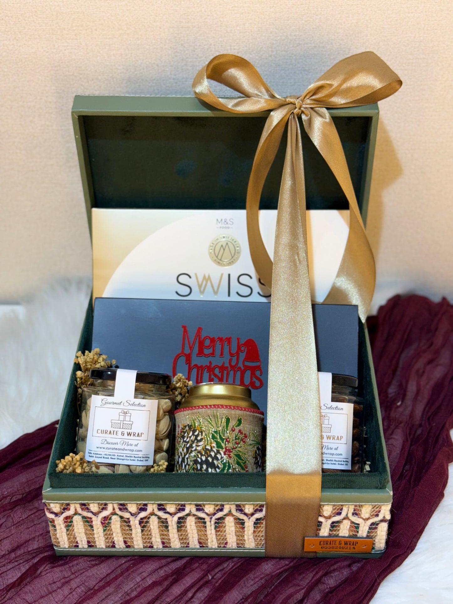 Olive Green Suede Box Hamper | Luxury Ramadan & Eid Gift Box in Dubai