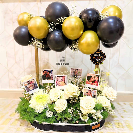 Father’s Day Fresh Flower & Balloon Hamper | Curate and Wrap UAE