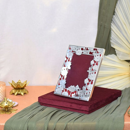 German Silver Photo Frame with Matching Suede Box – Luxury Gift by Curate and Wrap Dubai