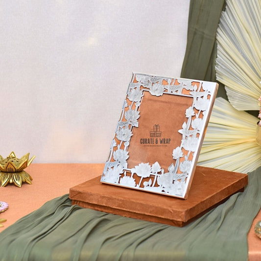 German Silver Photo Frame with Matching Suede Box – Luxury Gift by Curate and Wrap Dubai