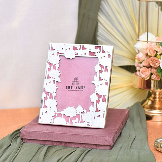 German Silver Photo Frame with Matching Suede Box – Luxury Gift by Curate and Wrap Dubai