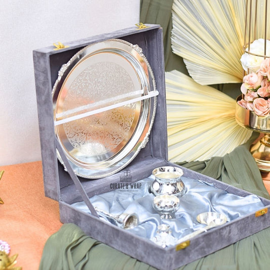 German Silver Pooja Thali Set – Luxury Diwali Gift by Curate and Wrap Dubai