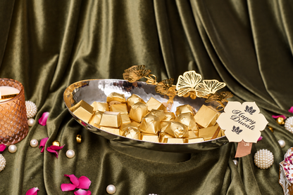 The Golden Leaf – 13-Inch Stainless Steel Decorative Platter