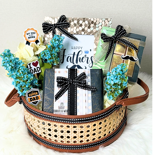 "Father’s Day gift hamper with Patchi chocolates, Versace perfume, and photo frame – Curate and Wrap Dubai"

