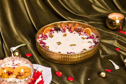 Prithvi Urli Gilli Mitti soy wax candle in gold metal Urli