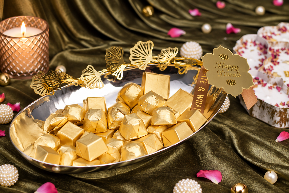 The Golden Leaf – 13-Inch Stainless Steel Decorative Platter