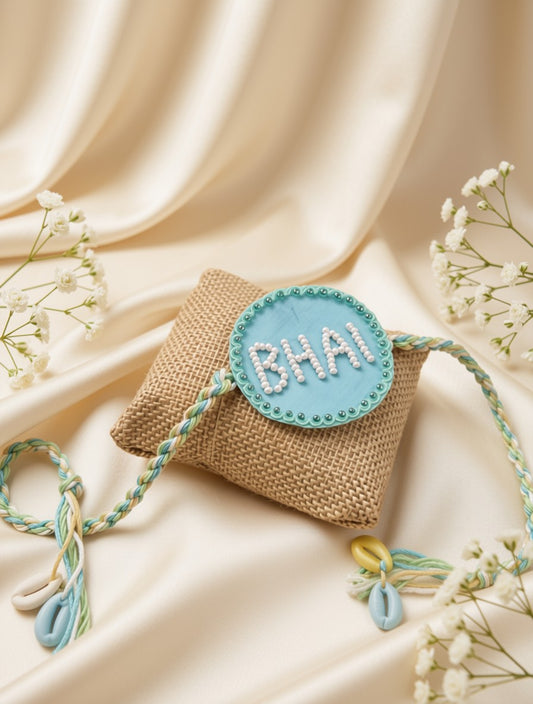 Handcrafted Sky Blue Bhai Rakhi