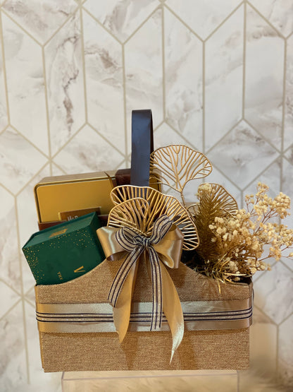 New Year hamper with gourmet truffles and tea cake UAE