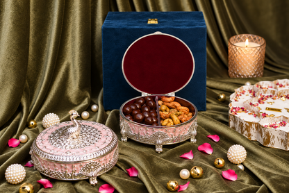 Rajsi Pitara – German Silver Peacock Dry Fruit Box