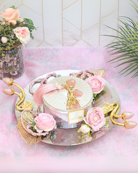 Flowers and Bloom Tray Set Hamper - Elegant floral gifting hamper by Curate and Wrap, Dubai