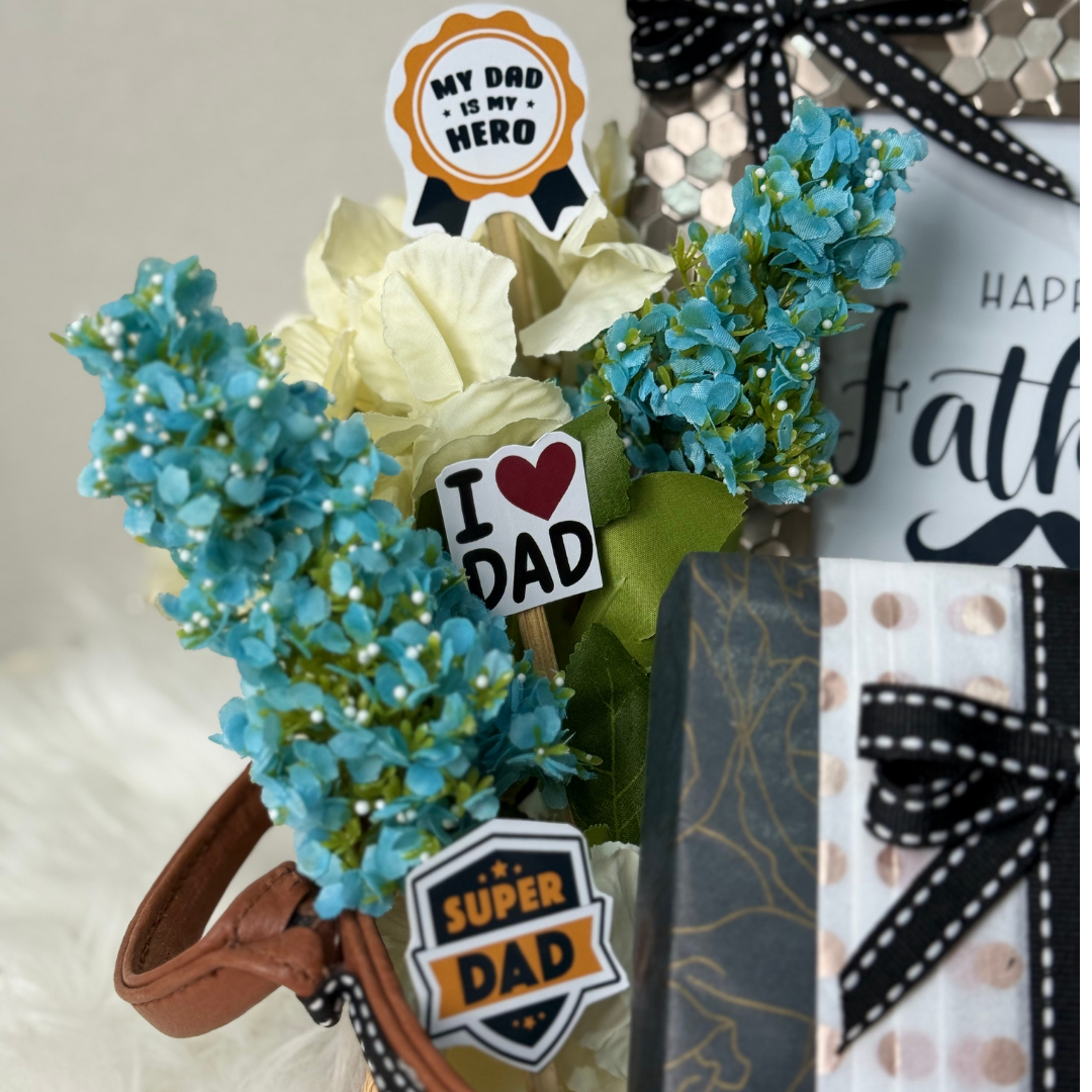 "Father’s Day gift hamper with Patchi chocolates, Versace perfume, and photo frame – Curate and Wrap Dubai"

