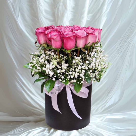 Luxury flower gift box with 30 fresh roses – Curate and Wrap Dubai
